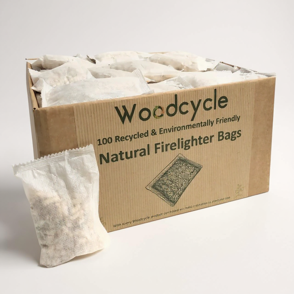 Natural Firelighter Bags - 100 Recycled Wood Firelighter Tea Bags