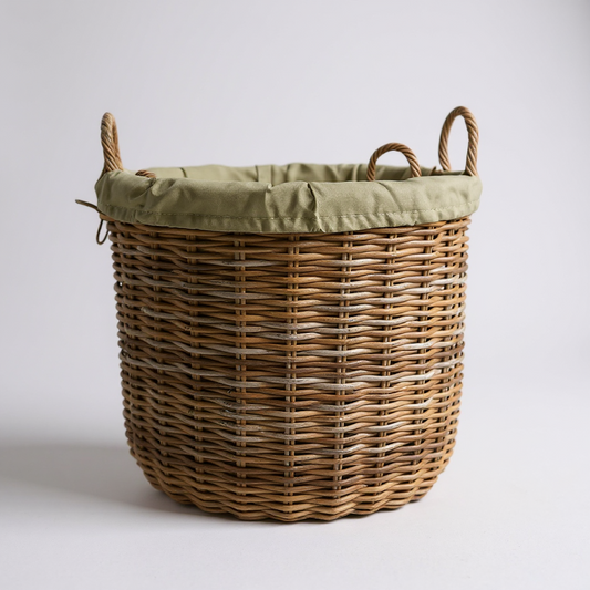 Large Oval Rattan Storage Basket With Cordura Lining