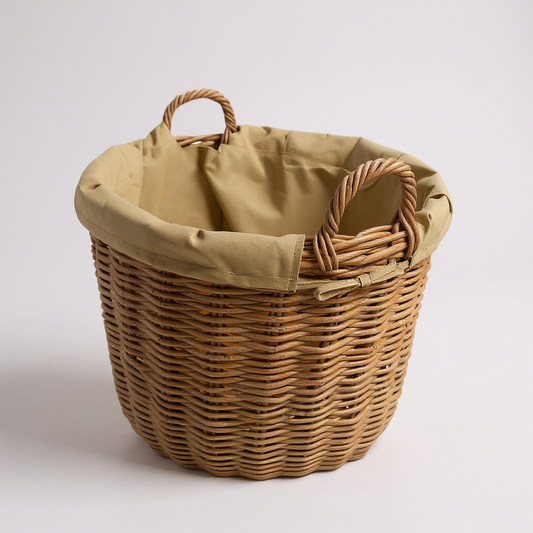 Medium Oval Rattan Storage Basket With Cordura Lining
