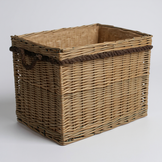 Large Rectangular Rope Handled Log Basket
