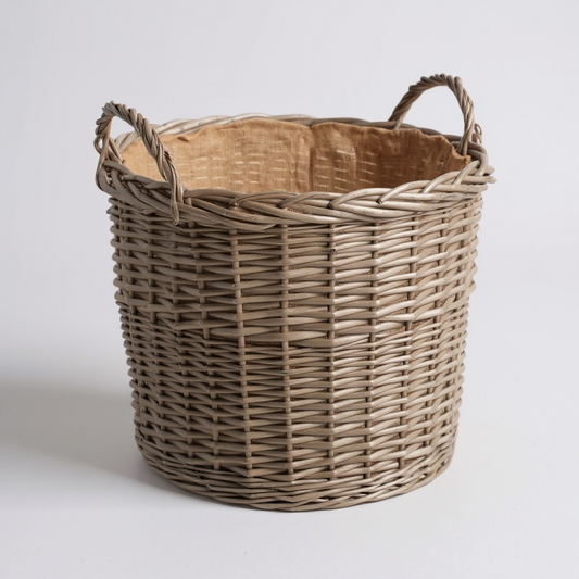 Round Lined Wicker Log Basket Extra Large