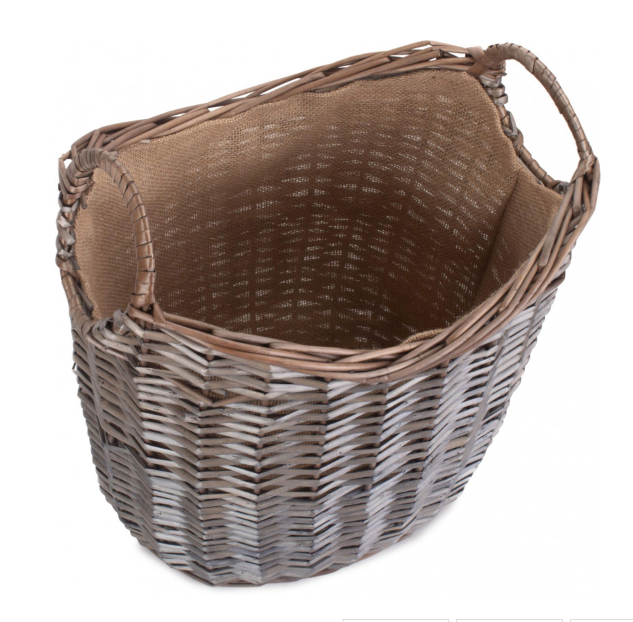 Small Scoop Neck Antique Wash Hessian Lined Basket