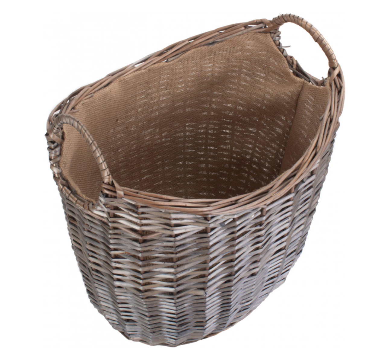 Medium Scoop Neck Antique Wash Hessian Lined Basket