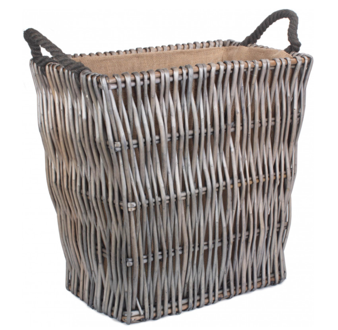 Rectangular Grey Log Basket Small