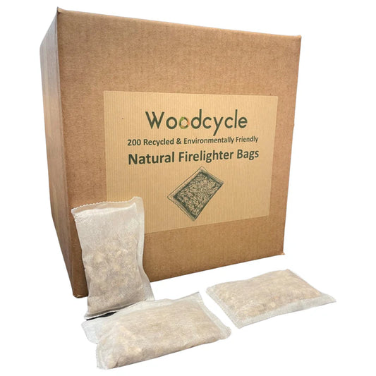 Natural Firelighter Bags - 200 Recycled Wood Firelighter Tea Bags