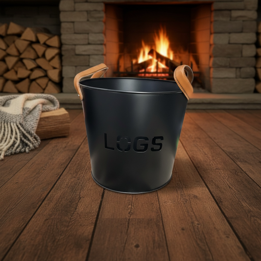 Logs - metal basket with leather handle