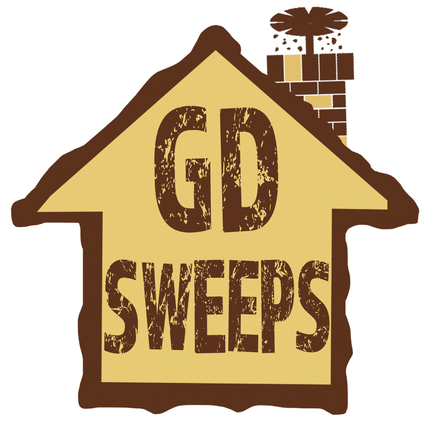 Logo for GD Sweeps with a house and chimney design on a white background