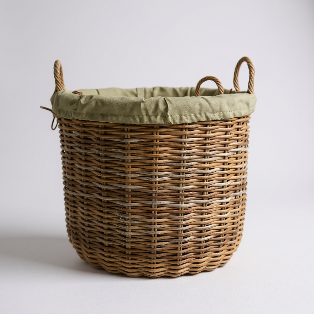 Large Oval Rattan Storage Basket With Cordura Lining