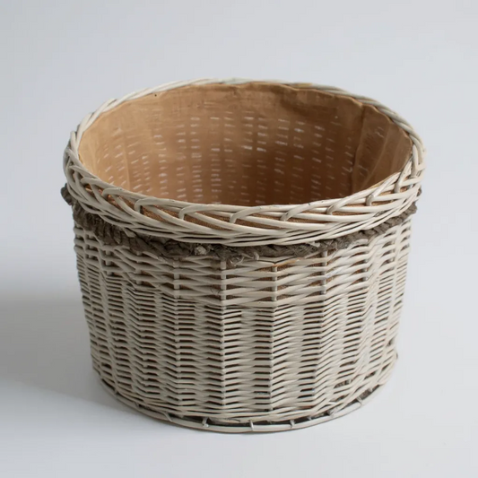 Medium Grey Wash Round Storage Basket