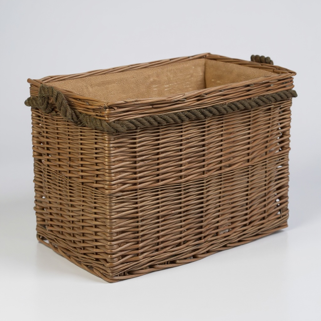 Medium Rectangular Rope Handled Log Basket