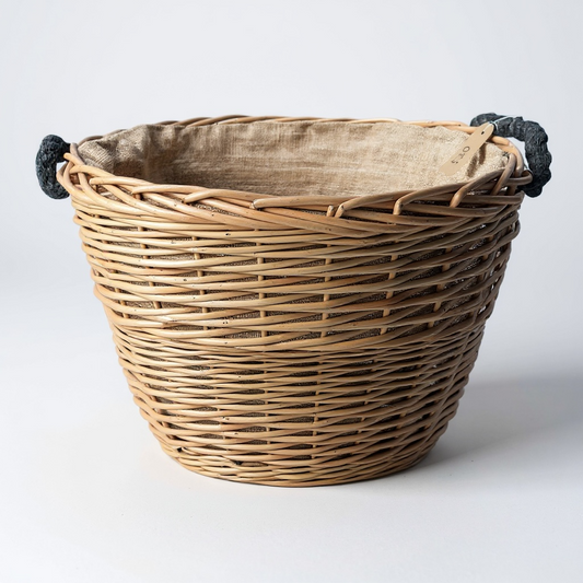 Medium oval grey rope handle basket