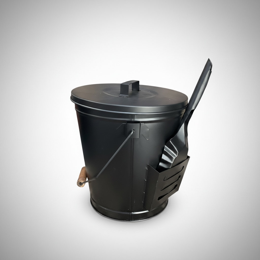 Large ash bucket with shovel