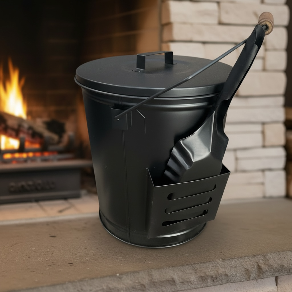 Large ash bucket with shovel