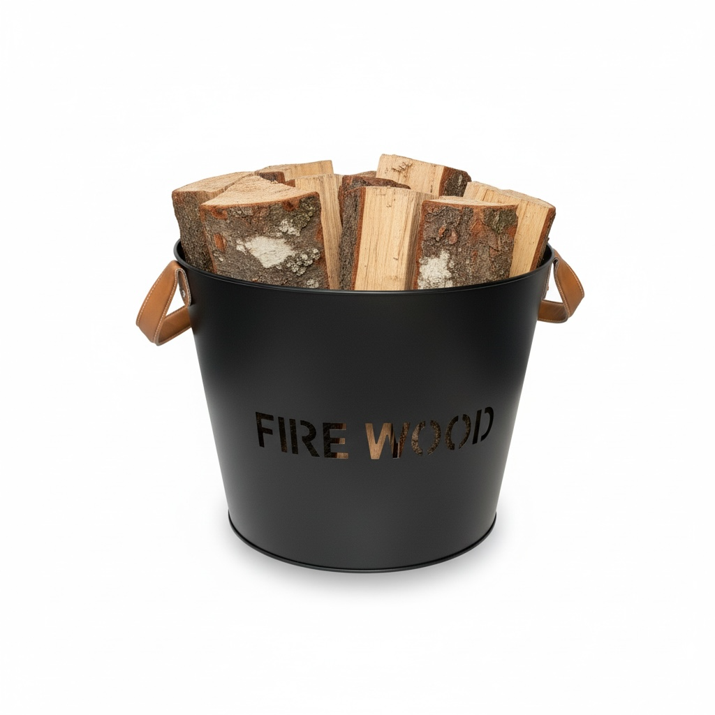 Firewood basket with leather handle-XL