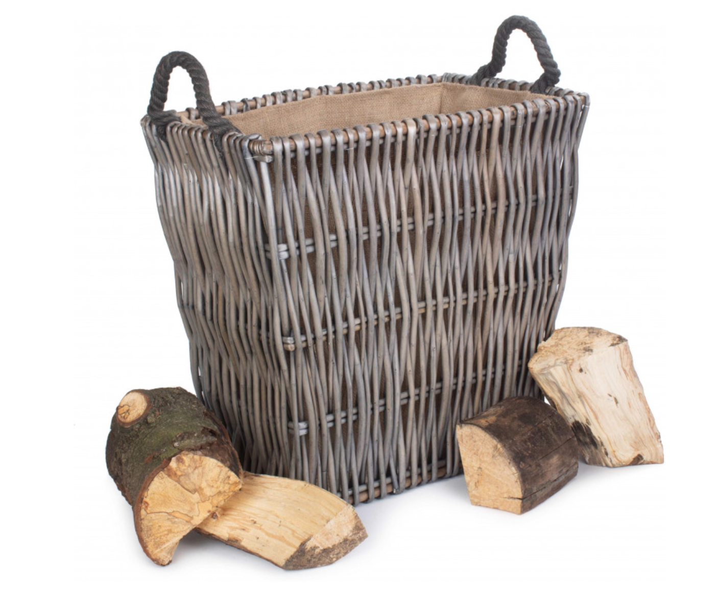 Rectangular Grey Log Basket Small